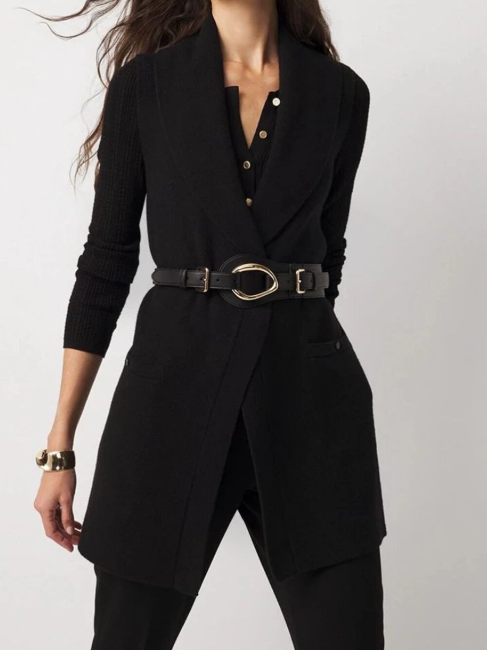 nwt white house black market sleeveless vest sweater cardigan m black